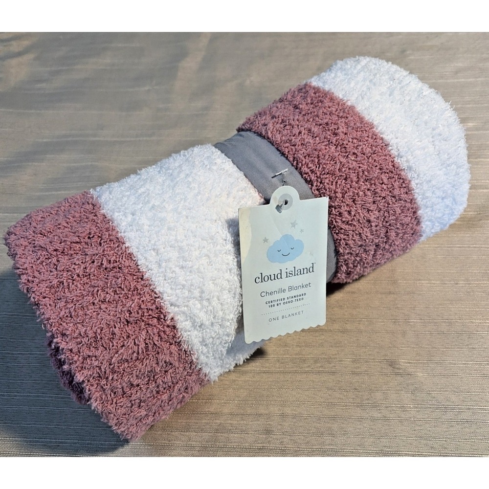 Cloud Island™ Target - Chenille Soft Baby Blanket - Pink and White Stripes